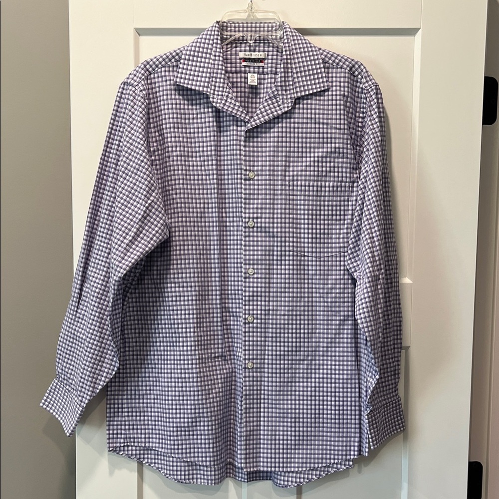 Van Heusen Men's Purple Checkered Button-Down Shirt